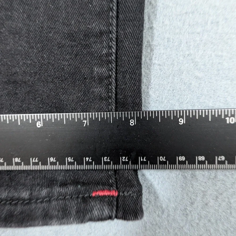 True Religion Ricky Relaxed Straight Jeans Mens 36 Black Red Stitch Denim
